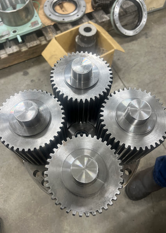 Triple reduction flax gearbox.